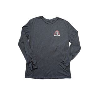 VOLCOM Surfer/Skater Long sleeve t-shirt; Large, Skeleton under Burning Palm